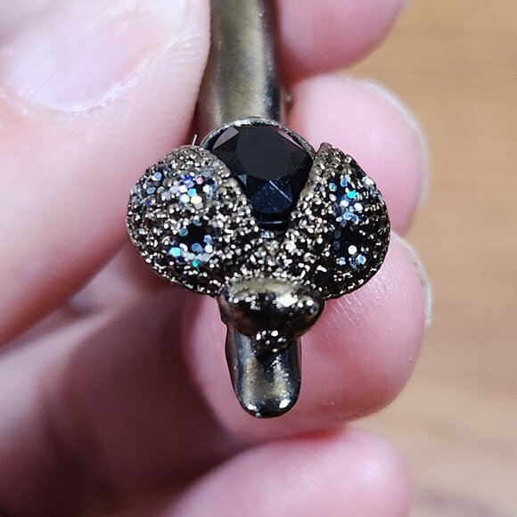 Antique Lady Bug Hair Clip Crystals & Onyx main image 4